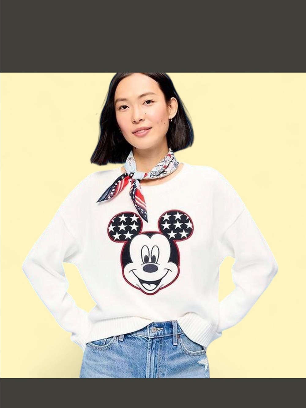 Old Navy White Mickey Mouse Graphic Crewneck Sweater